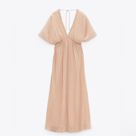 ZARA PLEATED MIDI DRESS - Picture 3 of 5